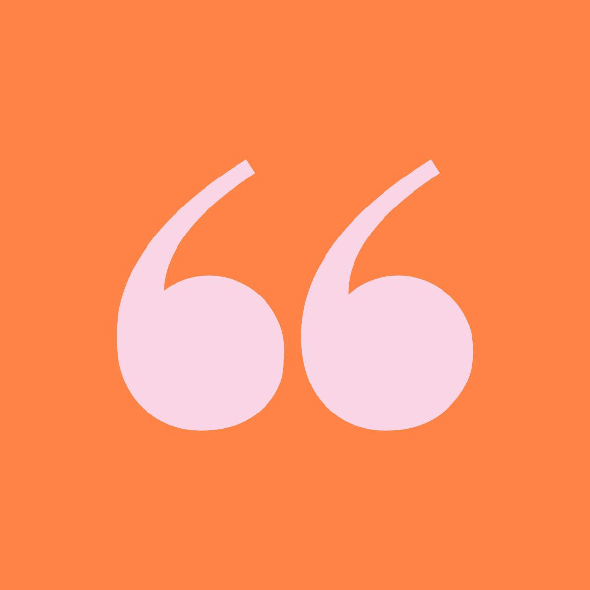 Pink quotation marks on an orange background
