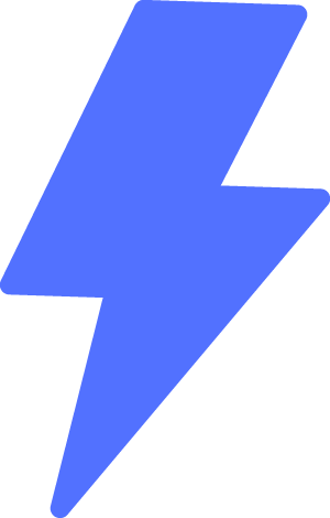 Blue lightning bolt icon on a transparent background.