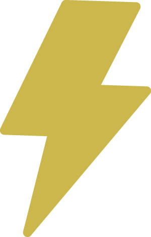 Gold lightning bolt symbol on a transparent background.